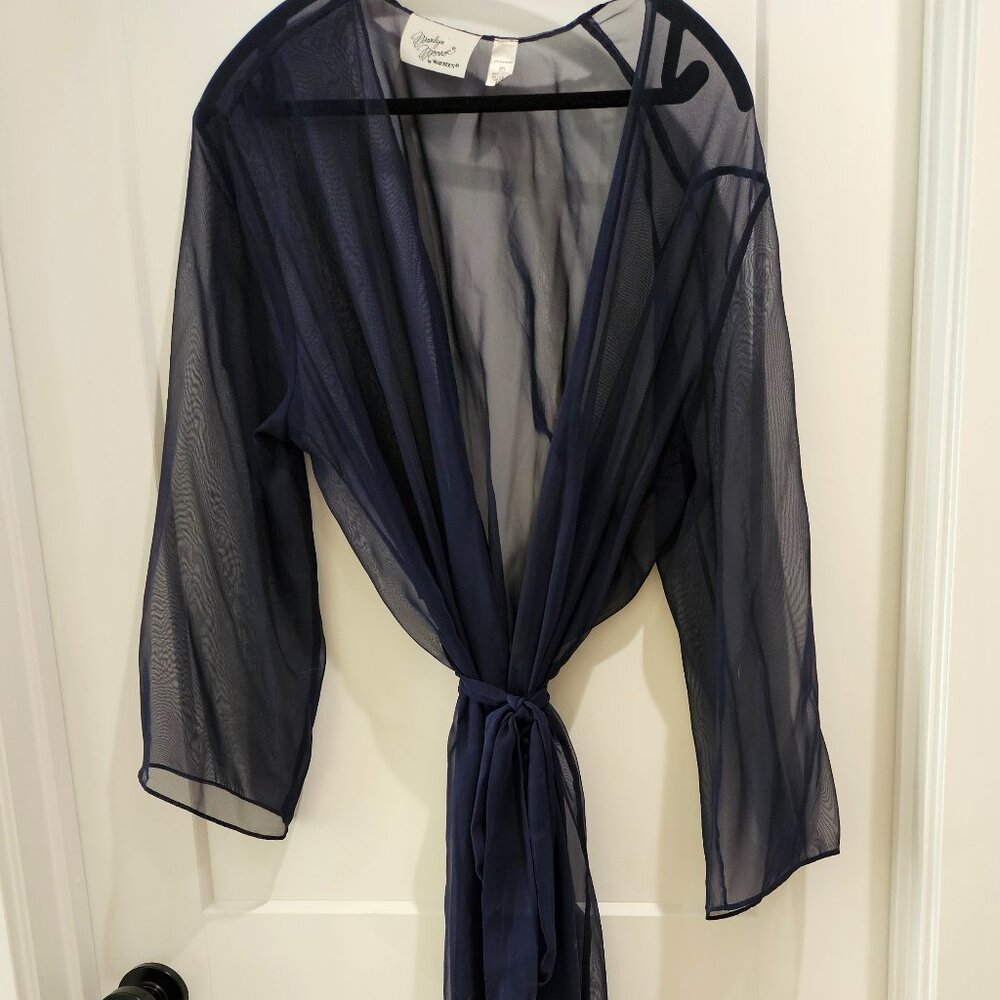Vintage Navy blue sheer robe or nightgown by Marilyn Monroe by Warner's